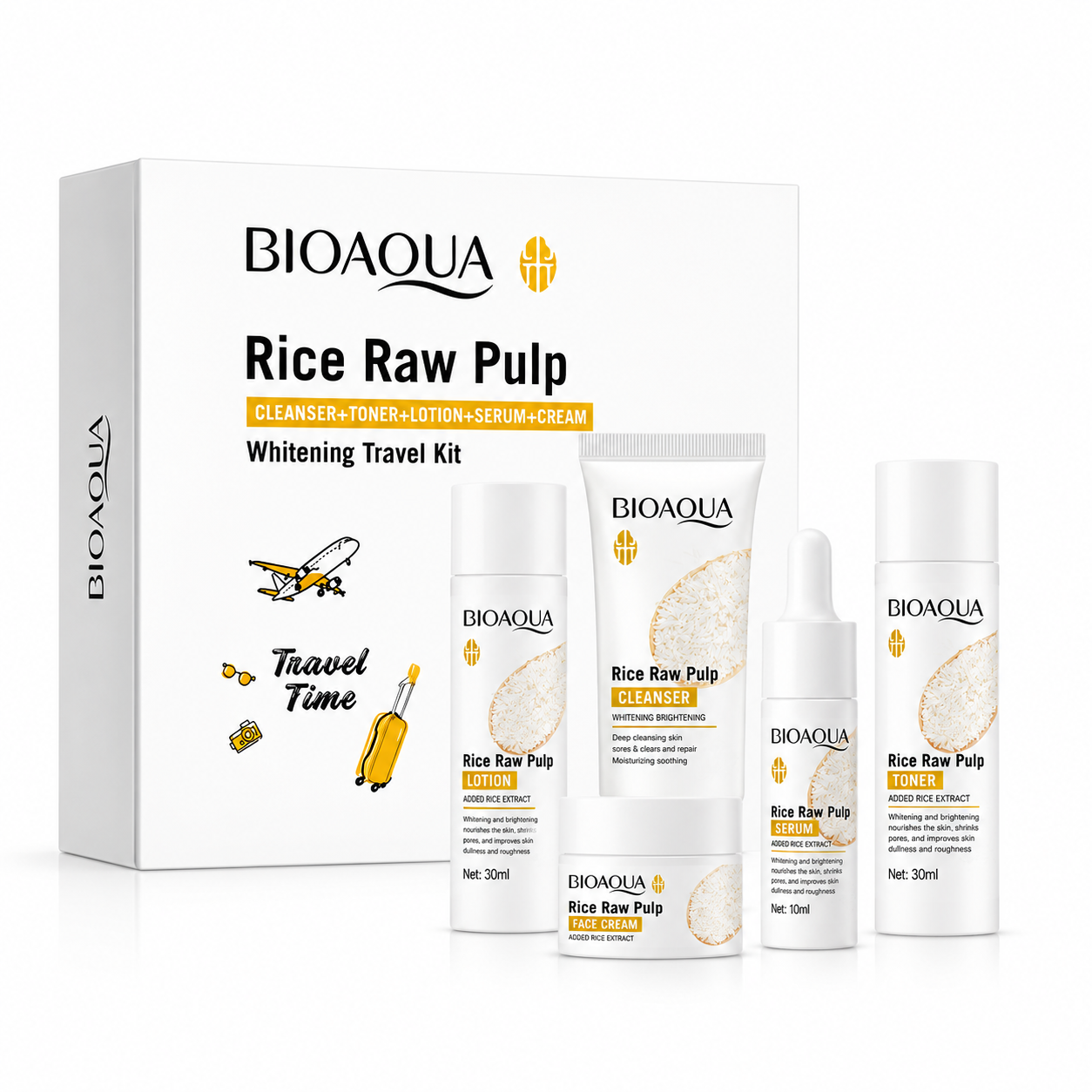 Pack Rutina Rice Raw Pulp Bioaqua 5 Piezas