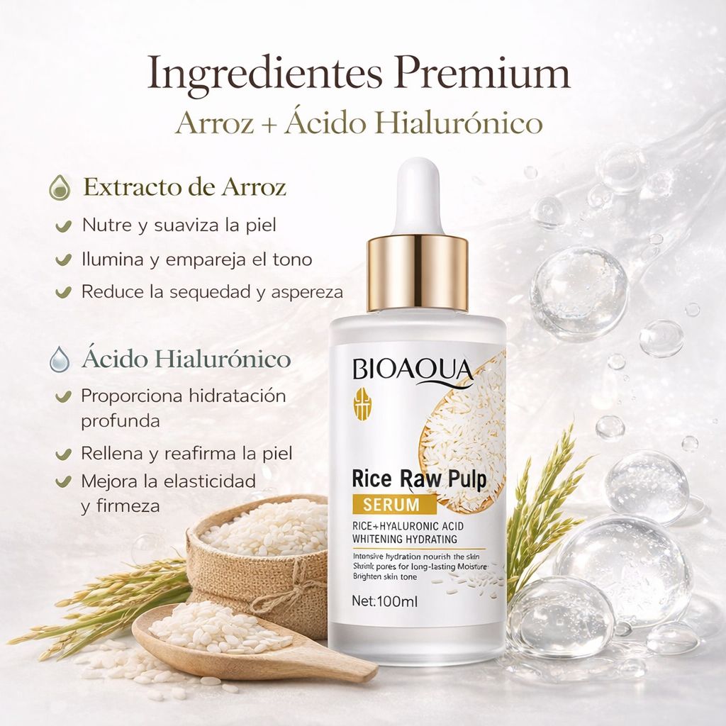 Sérum Ácido Hialuronico Rice Raw Pulp Bioaqua 100 ml